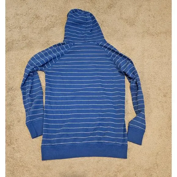 VS Pink Women's Large Blue Hoodie Pullover Stripe Y2K flaw- missing drawstring - Picture 3 of 9